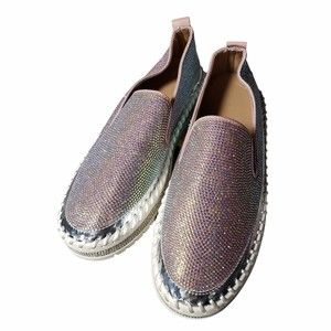 Belifi Rhinestone Platform Slip on Shoes size 9 Pink Silver & White No Box